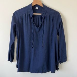 Old Navy Mandarin-Collar Tie-Neck Twill Blouse Top